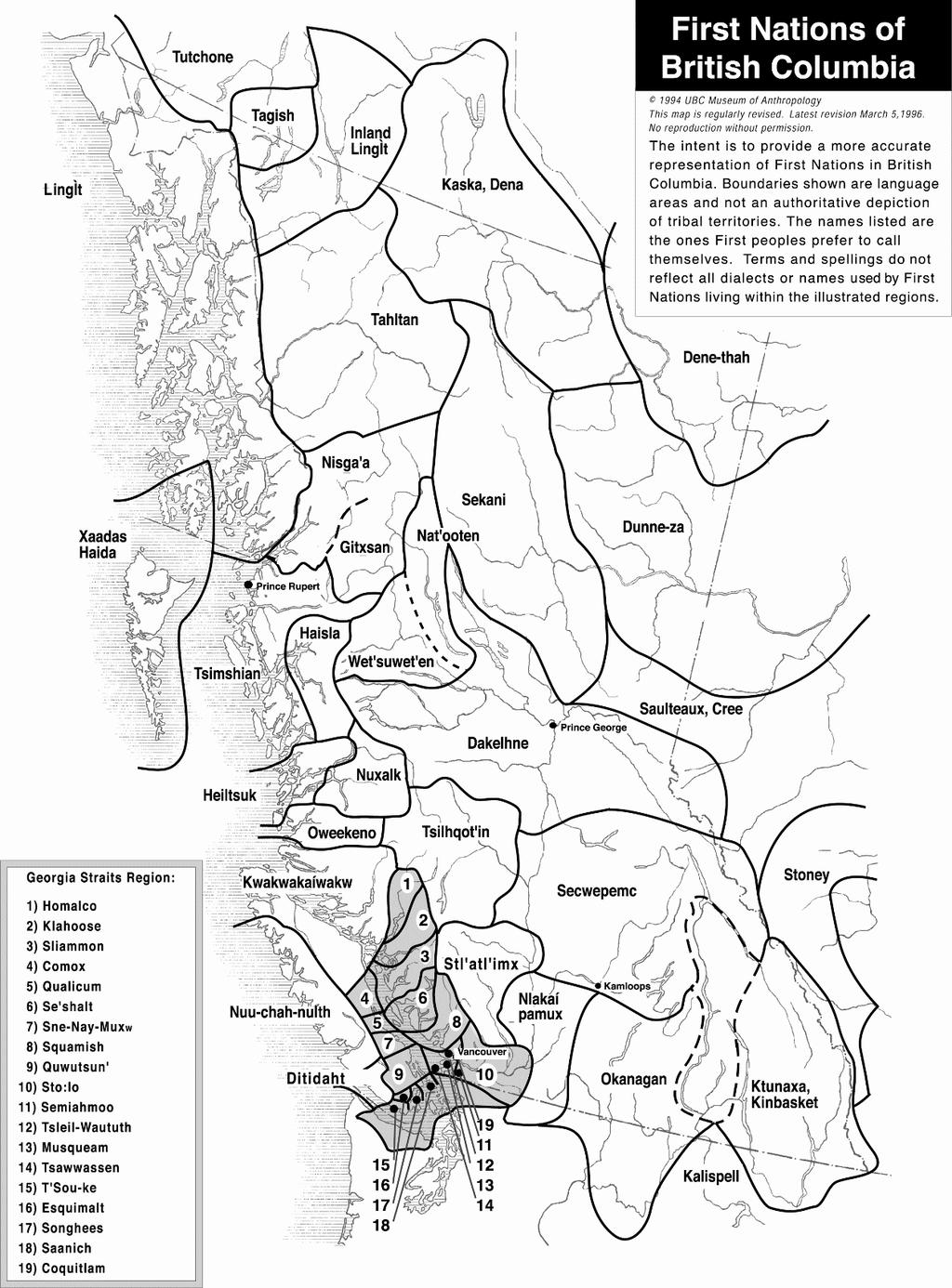 Fig. 2.1 First Nations of British Columbia.