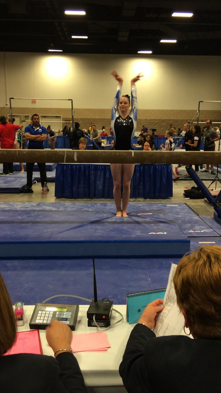 NEW SKILLS DONE AT JO NATIONALS BALANCE BEAM: 2/1 or 2½ turn in tuck stand on one leg, free