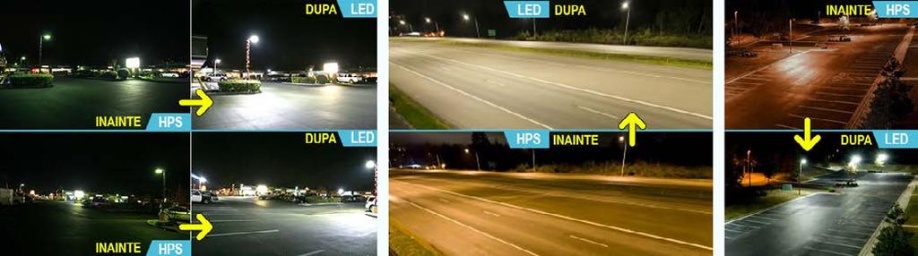 Exemple aplicatii iluminat stradal cu LED Comparatii vizuale Lampa cu LED vs.