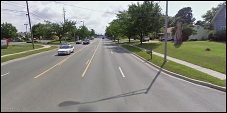 Example 3 for Complete Streets Suburban 5-Lane Road (Without On-Street Parking) Example of Suburban 5-Lane Road (Without On-Street Parking) (Source: