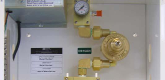 Genesys Analog Manifold System Appendix B Piping Schematic Model TMCU 110 VAC connection terminals, fuses and power supply (transformer) Line pressure gauge Outlet ½ F npt (not visible in this photo