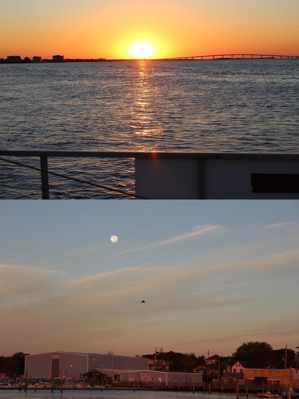 P14: Sun rising from Duke O Fluke docked in Somers Point 10/9/14 P15: Moon