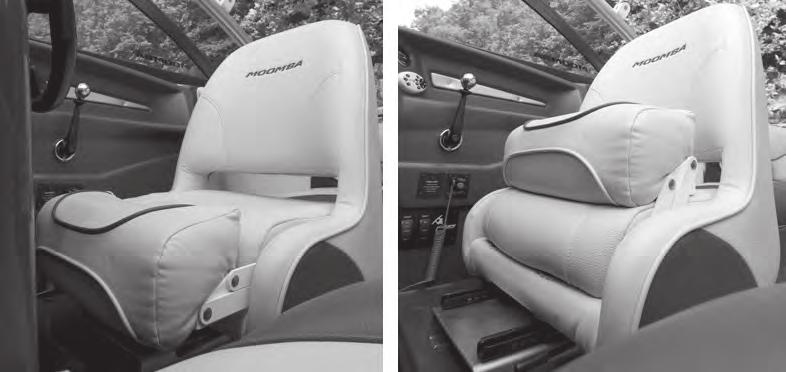 To switch to the lower position, use two hands to push the Rise-R seat cushion forward and down. Be careful of the articulating hinge.
