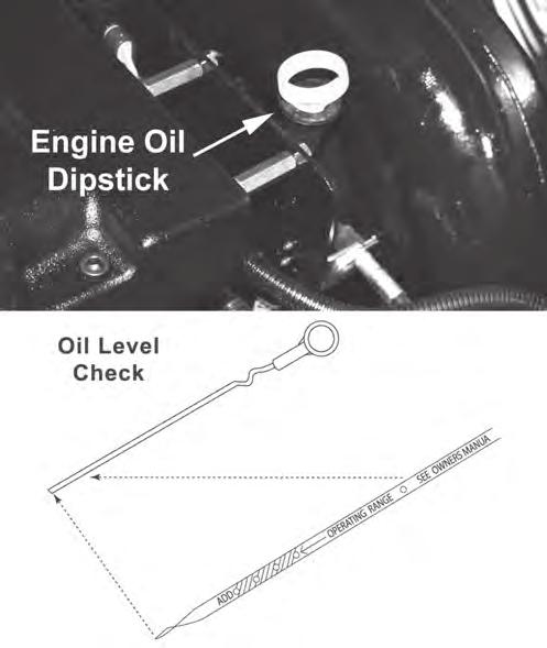 If the oil pressure indication is too high or too low, stop the engine immediately and check the oil level on the dipstick. NOTE: The oil pressure varies with engine temperature and speed.
