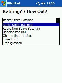 The above example assumes that you selected the batsman on strike. If you had selected the off-strike batsman, the first label would instead read New Non Strike Batsman.