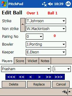 For the purposes of editing a record, the edit form divides each delivery into four sections;- Players, Score, Wicket and Notes.