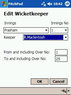 Complete the form and then click OK. In the above example, all instances of T.Johnson will be replaced by W.Mackintosh for overs 1 through to and including 25. 13.