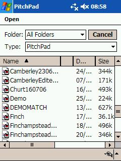 yyyymmdd.ezc. The folder will normally be set to None and the type should be set to PitchPad.