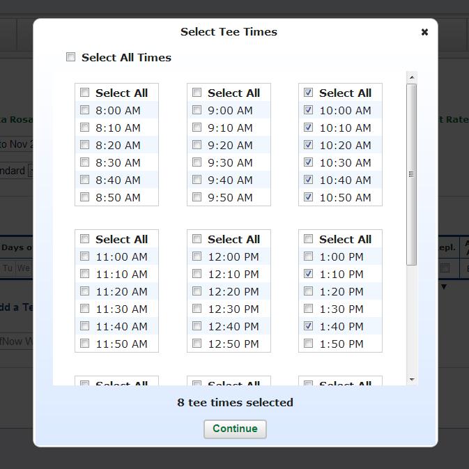 Autoloads Method #1 = Select Tee Times Three different ways to load inventory: 1. Select All Times 2.