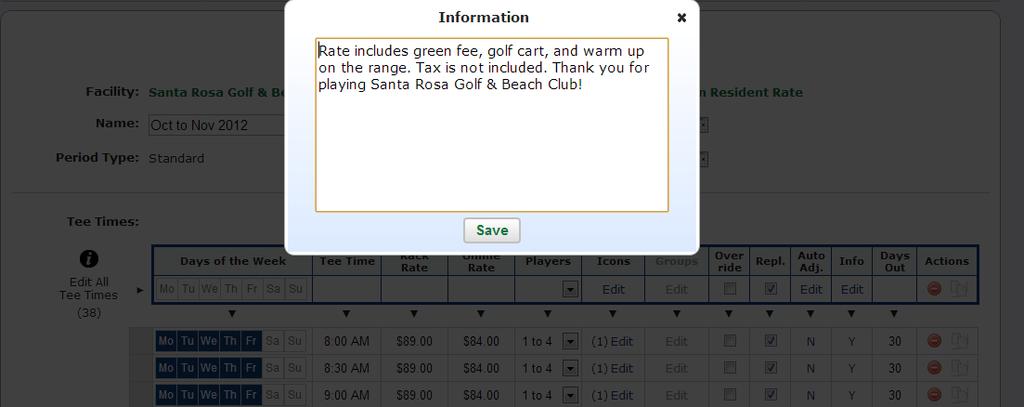 Autoloads Info: Update the information and click save when complete On GolfNow.