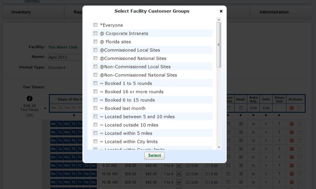 Autoloads Choose your desired groups and then click select to save.
