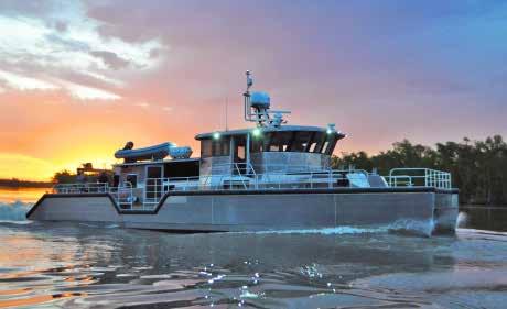 The Metal Shark 75 Endurance is a welded aluminum pilothouse catamaran specially designed for use as a law enforcement, port security, and fire rescue response boat.