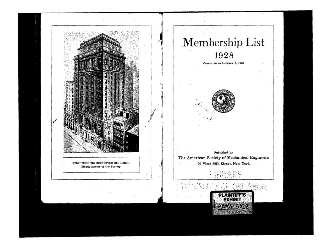 -----------------------1 \ Membership List 1928 CORREefED TO JANUARY 3, 192N..... I.