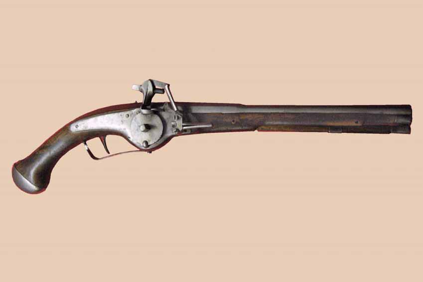 Ca. 1650: Military Wheel Lock Pistol, German Wheel lock pistols were put into action by the cavalry for only a relatively short