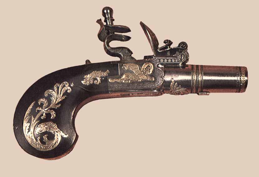 Ca. 1800: Splendor Pocket Flint Lock Pistol The pistol was made by Pirmet at