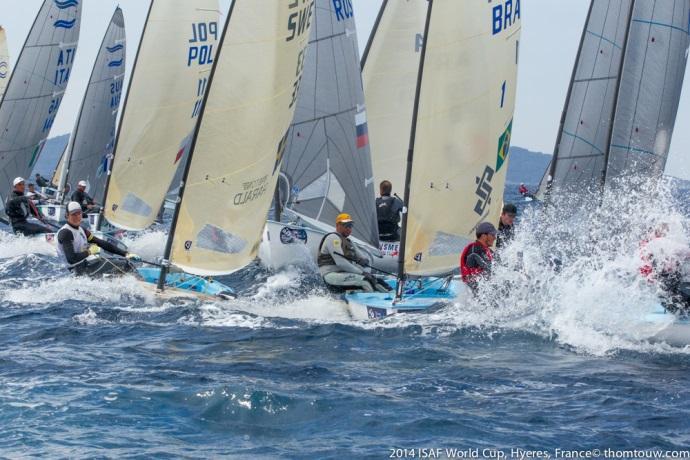 Pieter-Jan Postma (NED) will go into the medal race with a 33 point lead at the ISAF sailing World Cup Hyeres after two second places on the final day of the opening series.