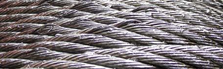 crushed strands, total deterioration of a nonrotating rope due to gross neglect of