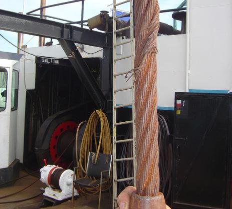 Although sometimes the wire is considered stationery at this sheave, the wire rope can be subject to high bending stresses, swinging and vibrations.