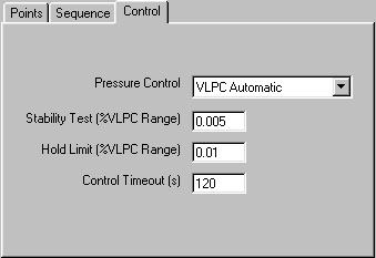 6. FPG TOOLS 6.7.5 <CONTROL> TAB The Test Sequence <Control> tab is used to specify how pressure will be controlled for each set point in the test.