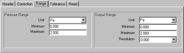 6. FPG TOOLS 6.8.2.3 [RANGE] TAB The DUT Definition [Range] tab is provided to define the relationship between the DUT pressure and raw output.