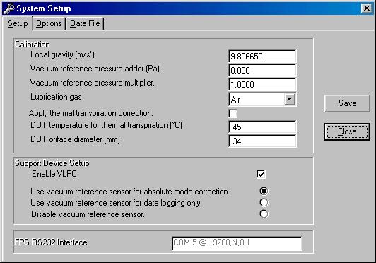 6. FPG TOOLS 6.6.2 [SYSTEM SETUP] This option displays the system setup screen to allow several different types of configuration changes.