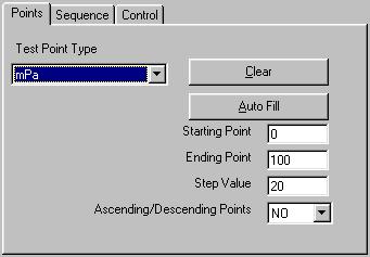 6. FPG TOOLS 6.7.3 [POINTS] TAB The Test Sequence <Points> tab is used to set the <Test Point Type> and provides a short cut to fill in the <Points> table automatically, if desired (see Section 6.7.2).