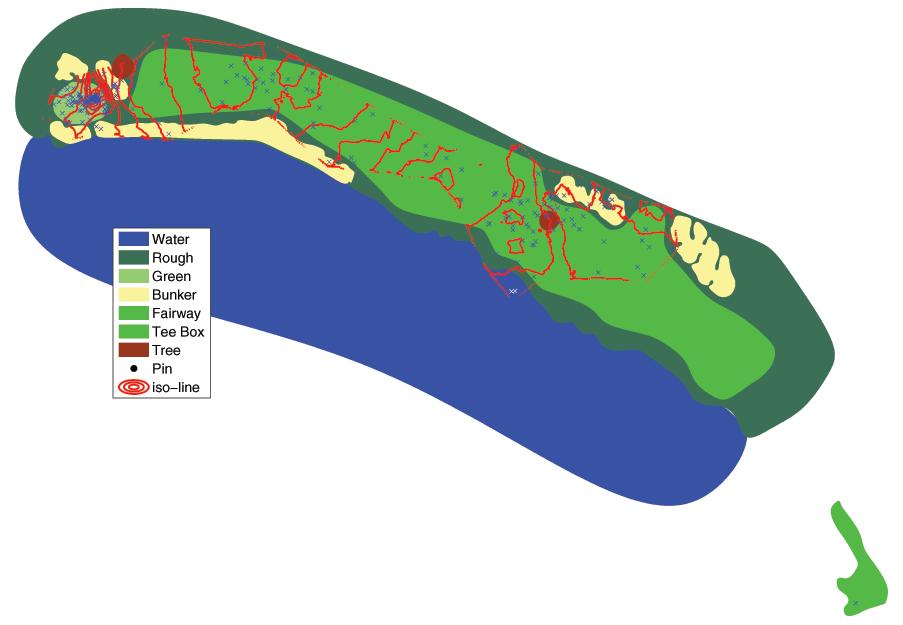 16 Figure 1 ISOPAR map of 18th hole of round four at AT&T Pebble Beach in