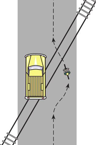 Bicycling across railroad tracks Cross railroad tracks carefully. Watch for uneven pavement and grooves that could catch a wheel. Stay in control of the bicycle.