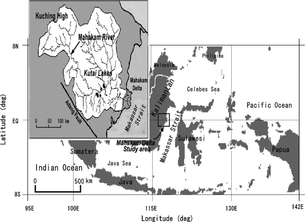 Coastal Marine Science 32 Fig. 1(a). Location map of the Mahakam delta (study area) on the east of Kalimantan, Indonesia and Mahakam River Drainage Basin (Allen and Chambers, 1998).