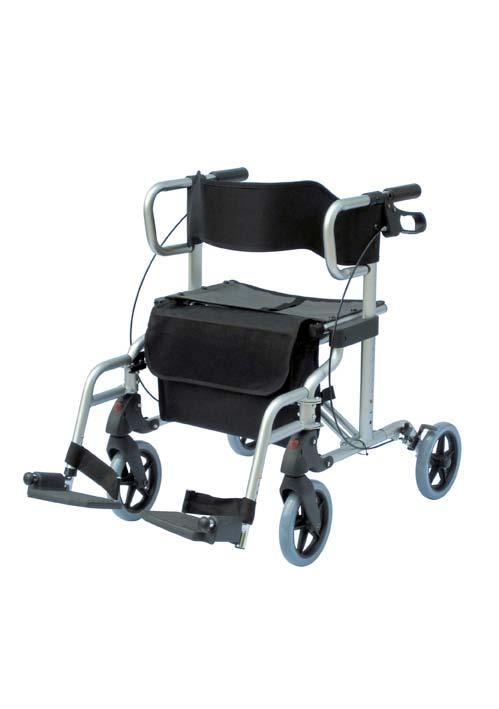 01056 polo plus Aluminium folding adjustable walker, with four wheels, two of which have