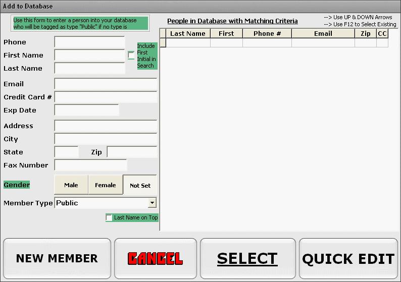 10 Full Eighteen Manual -ENTER the appropriate information (First and Last named required) -SELECT the 'New Member' button -This adds the New Member to the database and also to the Create Reservation