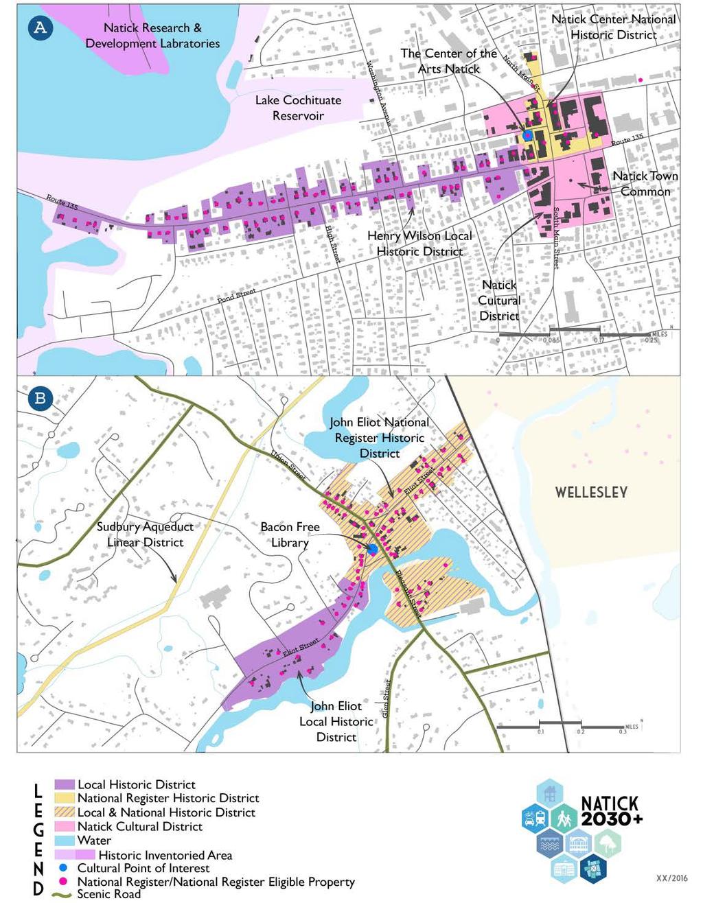 Existing Conditions Analysis: Historic & Cultural Resources Natick has over 390 resources (Buildings, other structures, monuments, districts) on the Ma Historic commission survey Natick Historic