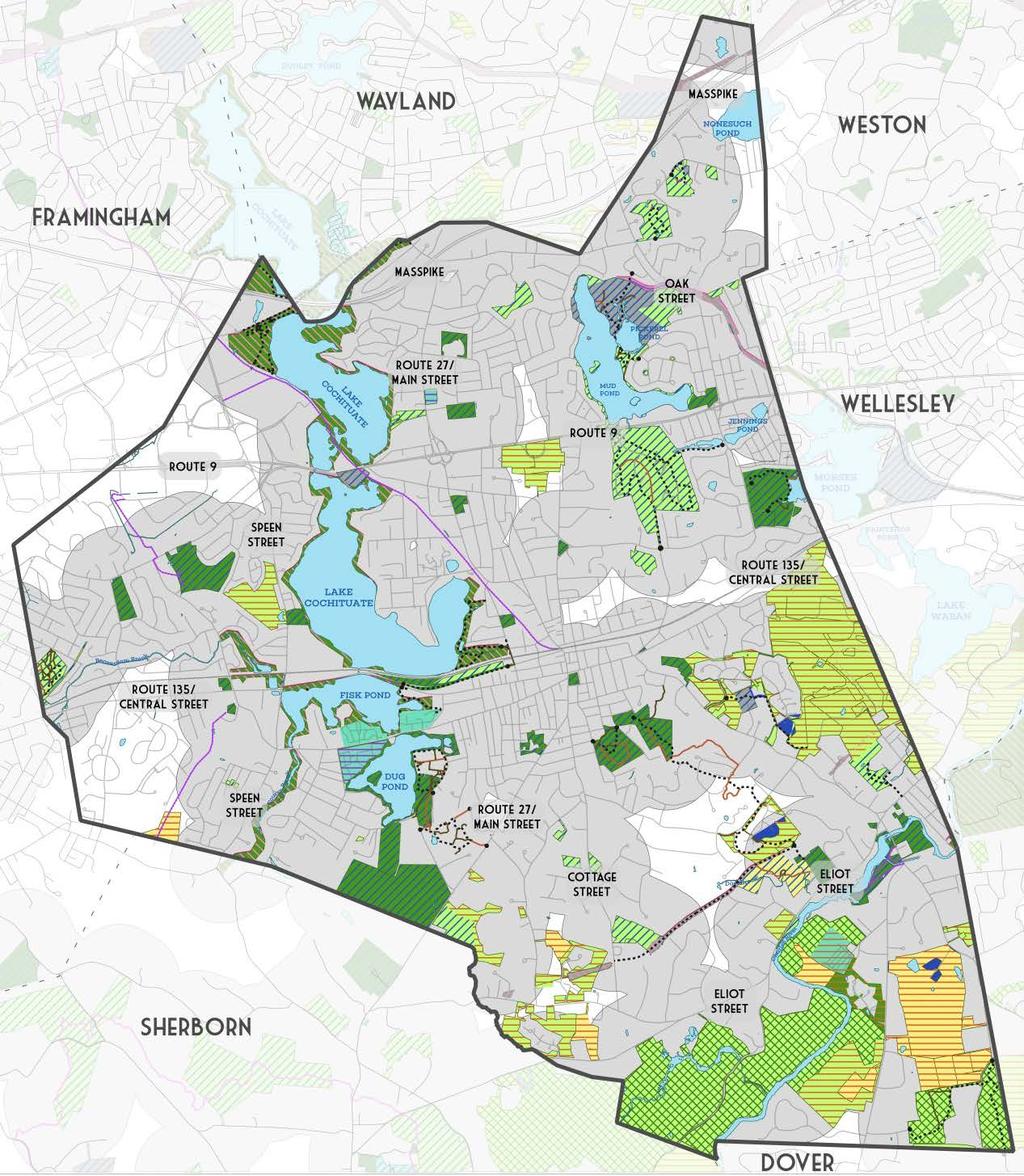 Existing open space Existing Conditions Analysis: Open Space Combined public and private open space accounts for approximately 21 percent of natick Publicly accessible open space accounts for