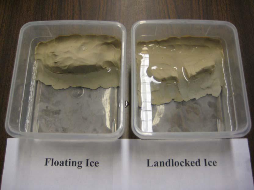 8. Have students measure new water heights and make observations about what occurred once the ice melted. Make sure students enter their measurements on their worksheets. 9.