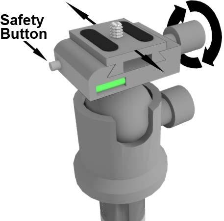 The Quick Release Plate T remve the quick release plate, turn the quick release knb cunter clckwise until it is fully rtated. Press the silver safety release buttn, and gently slide camera plate ut.