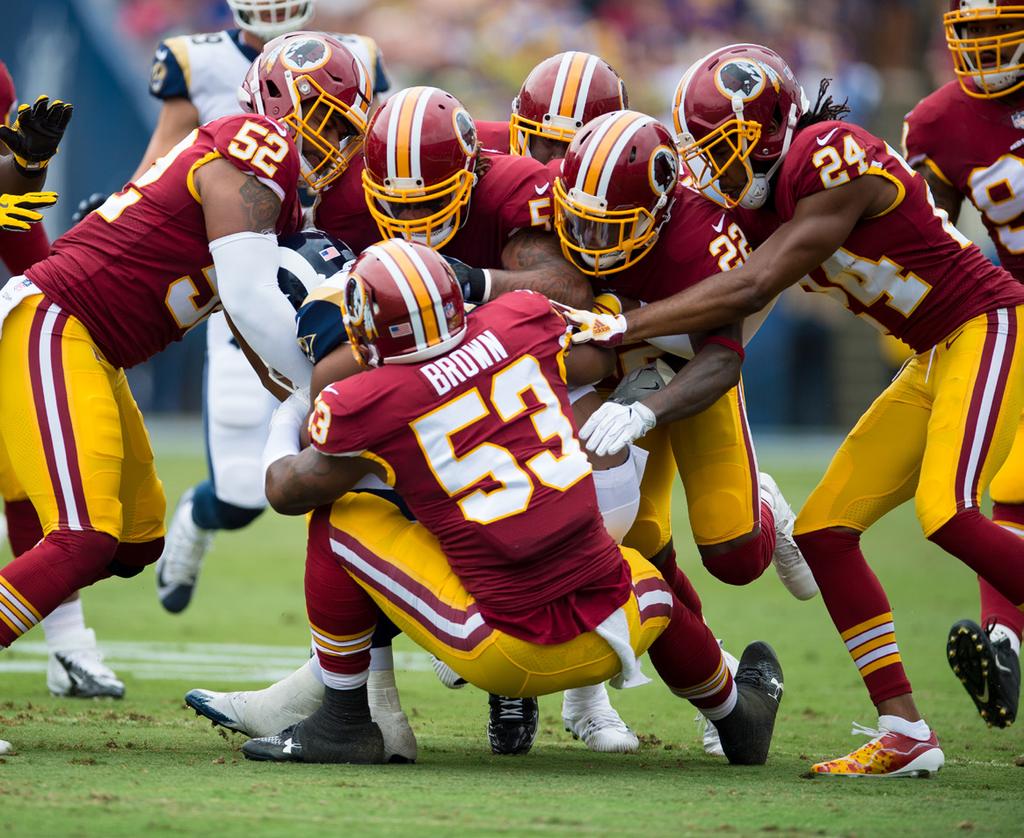 GAME RELEASE TRENDING D IS BACK IN D.C. The Redskins defense was beleaguered in much of 2016, a season in which the team allowed an average of 377.9 yards per game and ranked 28th in the NFL.