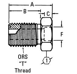 ORS Bulkhead Male/Braze dapter PRESSURE HOSE HIGH PRESSURE HOSE HOSE FITTINGS Part No. FF1922T(Size)* (Ref. SE 520604) Dash Tube Thread Size O.D. T1 B C D 0404S 6,4 0.25 9 / 16-18 40,9 1.61 31,5 1.