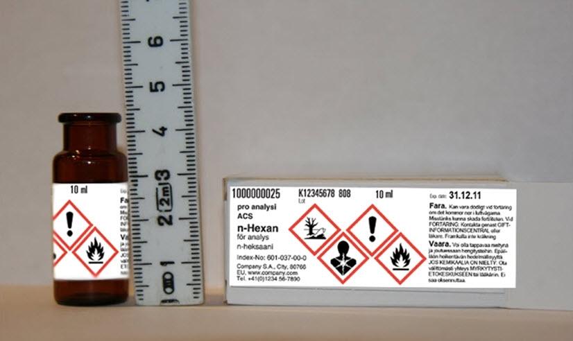In order to maintain the required minimum size of cm for the hazard pictograms in such cases, either the size of the label or the volume of the bottle as such will have to be increased.