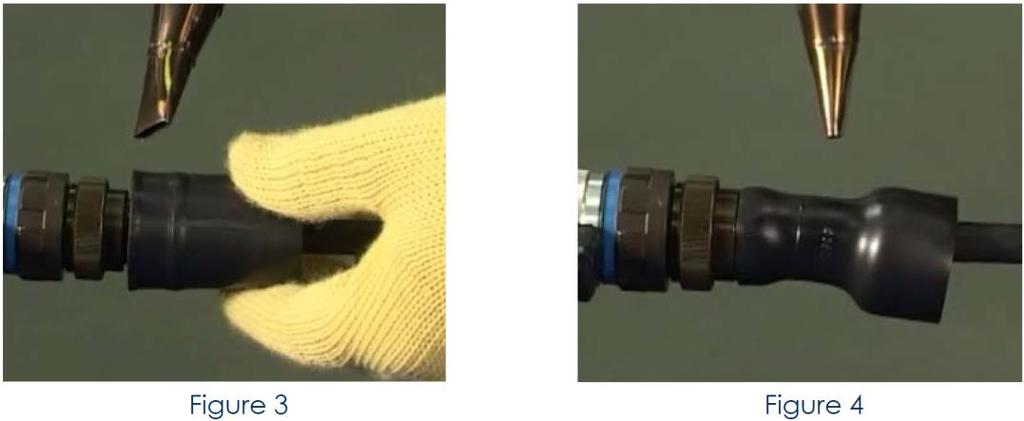 See Figure 1 - and at the adaptor end of the moulded part ensuring an even coating of sufficient length. See Figure 2. The end of the nozzle may be used to spread the mixed adhesive.