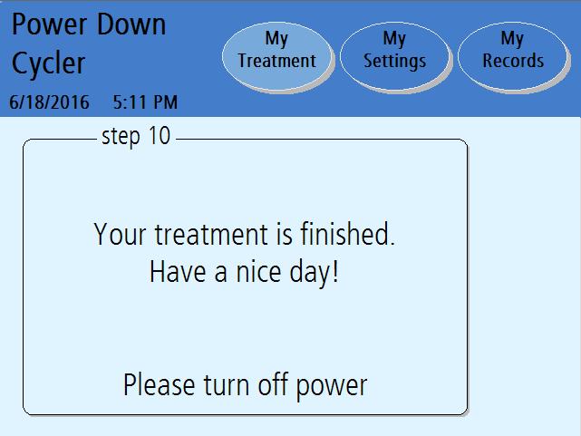 Power Down Cycler view your health and treatment data