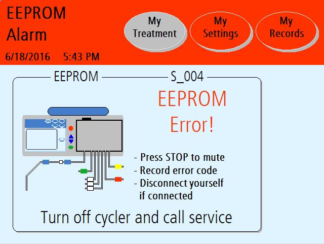 Alarm: Red Status Bar Record Error Code Press STOP to mute Turn