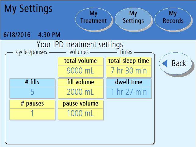 IPD: Treatment-Based Settings 5 6 7 8 Note: The values shown here are for example only.