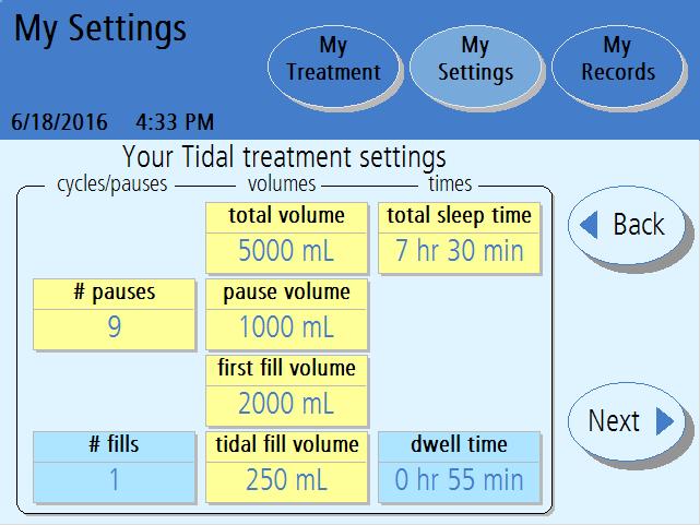 Tidal: Treatment-Based Settings 5 6 7 8 Note: The values shown here are for example only.
