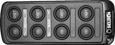 The hand unit (transmitter) is equipped with a button panel for a total of four on/off functions (8 buttons).
