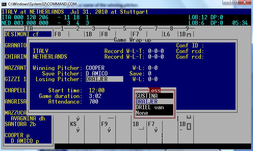 The Automated ScoreBook Data Entry Wrap up (close) the game When the game ends, there are several tasks to do, especially if we are scoring live. To do that, we use the following sequence.