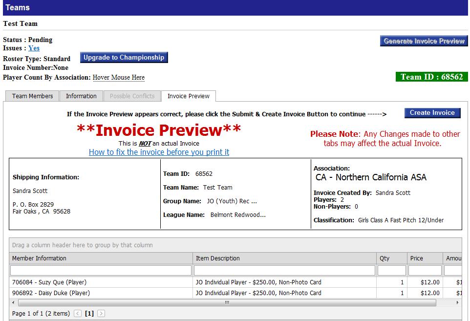 You will get to PREVIEW the invoice before you complete the invoice process.