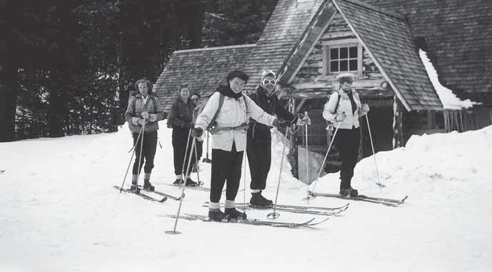 Skiers at the Stanley Mitchell Hut during an ACC camp in 1947 PHOTO COURTESY OF THE ESTATE OF KEN JONES I feel that this expedition has demonstrated the feasibility of winter ascents in the Rockies