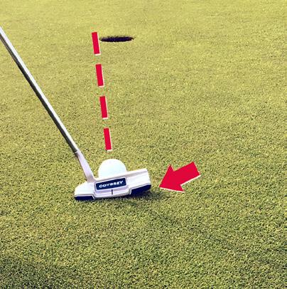 This ensures the putter face is not tilted and points directly at your intended starting line.