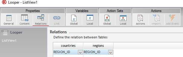display is placed in two tables, a relation between tables