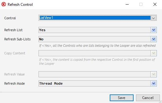 Finally, to display the data, the Looper Control needs to be Refreshed, so on the Form Actions add